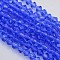 Faceted Bicone Glass Beads Strands, Royal Blue, 4x4mm, Hole: 1mm, about 80~85pcs/strand, 30~32cm