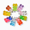 Transparent Resin Pendants, with Glitter Powder and Platinum Tone Iron Loop, Bear, Mixed Color, 21x11x7mm, Hole: 1.8mm