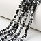 Electroplate Transparent Glass Beads Strands, Half Silver Plated, Faceted, Rondelle, Black, 8x6mm, Hole: 1mm, about 60~62pcs/strand, 16.14 inch(41cm)