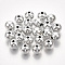UV Plating ABS Plastic Beads, Round, Platinum Plated, 12x11.5mm, Hole: 2mm