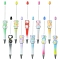 10Pcs 10 Colors Flower Plastic Beadable Pens, Ball-Point Pen, for DIY Personalized Pen, Mixed Color, 148x18mm, 1pc/color