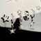 6 Pcs Zinc Alloy & Rhinestone & Enamel Hoop Sets, Star, Silver, 11mm