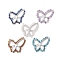 5Pcs 5 Styles Natural Apatite & Rose Quartz & Garnet & Amethyst & Lapis Lazuli Faceted Round Pendants, Butterfly Charms with Round Copper Wire Wrapped, Platinum, 42~43x35~36x3~3.5mm, Hole: 1.6mm, 1pc/style