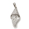 Rack Plating Brass Micro Pave Cubic Zirconia Pendants, Shell, Cadmium Free & Lead Free, Long-Lasting Plated, Platinum, 29x13x6mm, Hole: 7x4.5mm