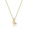 Brass Initial Pendant Box Chain Necklaces for Women, Golden, Letter L, 16.54 inch(42cm)