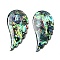 Natural Abalone Shell/Paua Shell Big Pendants, Wing Charms, 51.5x25x2.5mm, Hole: 1.5mm