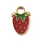 304 Stainless Steel Enamel Charms, Golden, Strawberry, 12x8x1mm, Hole: 2.5mm