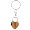 Natural Tiger Eye Keychain, with Brass Finding, Heart, 7.4cm