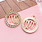 Zinc Alloy Crystal Rhinestone Pendants, Flat Round, Constellation, Light Gold, Virgo, 21x18mm