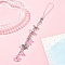 Flower Acrylic & Glass Mobile Straps, Butterfly Alloy Charms Mobile Deocoratione, Pink, 16.5cm