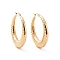 Ion Plating(IP) 304 Stainless Steel Hoop Earrings, Hypoallergenic Earrings, Textured, Moon Shape with Snake Skin Pattern, Real 24K Gold Plated, 39.5x38.5x7mm, Pin: 16x0.8~1mm