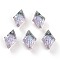 Embossed Glass Rhinestone Pendants, Rhombus, Faceted, Vitrail Light, 19x12x6mm, Hole: 1.5mm