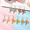 304 Stainless Steel Glass Flower Dangle Earrings, with Tibetan Style Alloy and Eco-Friendly Copper Wire Earring Findings, Golden, 55~56x12mm