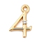 Brass Micro Pave Cubic Zirconia Charms, Nickel Free, Number, Real 18K Gold Plated, 14x9x2mm, Hole: 1.4mm