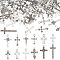 12 bags 12 style Tibetan Style Alloy Pendants, Cross & Crucifix Cross, Antique Silver, 15~31x10~15.5x1~4mm, Hole: 1.2~2mm, 10pcs/bag, 1 bag/style
