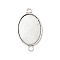 Antique Silver Tibetan Style Alloy Flat Oval Cabochon Connector Settings, Cadmium Free & Lead Free, Tray: 25x18mm, 36x21x2mm, Hole: 2mm