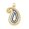 Brass Enamel Pendants, Teardrop, Rack Plating, Long-Lasting Plated, Lead Free & Cadmium Free, Real 18K Gold Plated, with Jump Ring, Deep Sky Blue, 27.5x17x3mm, Hole: 3.5mm