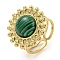 Ion Plating(IP) 304 Stainless Steel Synthetic Malachite Cuff Rings, Flower Open Rings for Women, Flower, Real 18K Gold Plated, 20.5mm, Inner Diameter: Adjustable