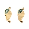 Ion Plating(IP) 304 Stainless Steel Connector Charms, with 	Marine Blue Enamel, Leaf Links, Golden, 15x8x1.5mm, Hole: 1mm