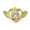 Eco-Friendly Brass Micro Pave Cubic Zirconia Pendants,  Long-Lasting Plated, Real 18K Gold Plated, Cadmium Free & Lead Free, Heart with Wings, Clear, 15.5x24.5x5mm, Hole: 1.4mm