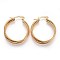 Ion Plating(IP) 304 Stainless Steel Triple Hoop Earrings, Hypoallergenic Earrings, Textured Oval, Golden, 31x26.5x6.5mm, Pin: 1mm