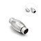 Tarnish Resistant Smooth 304 Stainless Steel Barrel Magnetic Clasps with Glue-in Ends, Stainless Steel Color, 21x12.5mm, Hole: 8mm