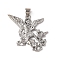 Brass Pendants, Saint Michael Archangel, Silver, 24x31x3.5mm, Hole: 3.2x3.8mm