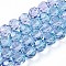 Baking Paint Transparent Glass Beads Strands, Round, Faceted(32 Faceted) , Cornflower Blue, 10mm, Hole: 1.6mm, about 65~68pcs/strand, 24.61~25.39 inch(62.5~64.5cm)
