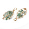 Natural Green Aventurine Pendants, Golden Tone Brass Wire Wrapped, Tree, Oval, 40.5~44x17.5~19x6~7.5mm, Hole: 4mm