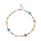 Glass Seed Bead Beaded Necklaces, Flower with Smile Face Handmade Polymer Clay Bead Necklace for Women, Colorful, 14.29 inch(36.3cm), 3~9mm