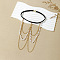 White Plastic Imitation Pearl Beaded Alloy Chain Tassel Leg Chain, Balck Elastic Tape Thigh Body Chains, Golden, 370mm
