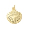 Brass Pendants, Shell Shape, Rack Plating, Cadmium Free & Lead Free, Long-Lasting Plated, with Jump Ring, Real 18K Gold Plated, 23x17x2.5mm, Hole: 3mm
