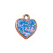 Plastic Pendants, with Glitter Sequin, Heart, Blue, 22x18.5x3mm