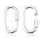 2Pcs Rhodium Plated 925 Sterling Silver Locking Carabiner Clasps, Oval, Platinum, 15x8.5x1.5mm, 2pcs/set