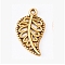 Tibetan Style Alloy Pendants, Leaf, Antique Golden, 18x10.5x1.5mm, Hole: 1.2mm