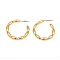 Brass Stud Earrings, Half Hoop Earrings, Long-Lasting Plated, Real 18K Gold Plated, 27.5x28x3.5mm, Pin: 0.7mm