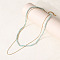18K Gold Plated Stainless Steel & Natural Green Opal Beaded Double Layer Necklaces for Women, 15.75 inch(40cm)