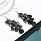 430 Stainless Steel Heart Dangle Earrings, with Iron Earring Hooks, Black, 76mm