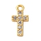 Brass Micro Pave Clear Cubic Zirconia Charms, Cadmium Free & Nickel Free & Lead Free, Cross, Real 18K Gold Plated, 5x2mm, Hole: 1mm