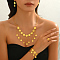 Elegant Middle Eastern Brass Coin Tassels Bracelets & Earrings & Necklaces & Rings Set for Women, Golden