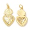 Rack Plating Brass Pendants, with Cubic Zirconia, Cadmium Free & Lead Free, Heart, Real 16K Gold Plated, 22x16x3mm, Hole: 3mm