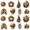16Pcs 8 Styles Transparent Acrylic Pendants, Leopard Print Pattern, Mixed Shapes, 19~29x10.5~26x4.5~8.5mm, Hole: 1.4~2.8mm, 2pcs/style