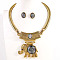 Elephant Alloy & Resin Pendant Necklaces & Stud Earring Sets, Antique Golden, 18x15mm