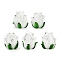 Handmade Lampwork Beads, Tulip, White, 13.5~14.5x12.5~13.5x12.5~13.5mm, Hole: 1.8~2mm