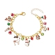 Рождественские браслеты с подвесками из сплава и эмали для женщин BJEW-JB12074-2
