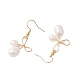 Серьги с подвесками из натурального пресноводного жемчуга с бантом EJEW-TA00520-4