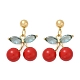 Серьги-гвоздики из вишневой латуни с кубическим цирконием EJEW-Q036-04G-2