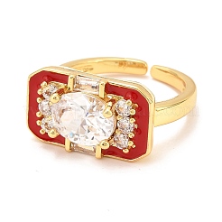 Кольцо-манжета из латуни с микропаве и кубическим цирконием RJEW-F118-10-G