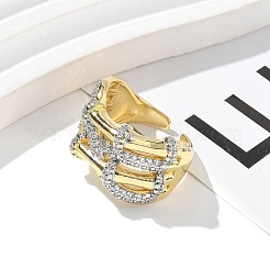 Кольца-манжеты для пальцев с микропаве из прозрачных кубических цирконий из латуни для женщин&nbsp;RJEW-B112-13GP