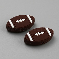 Экологически чистые силиконовые фокусные бусины для пищевых продуктов для регби&nbsp;LS-SIL-WH0013-52A